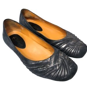 Carthies pewter leather flats
